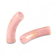 Acryl tube kraal 33x8mm shiny Light pink-gold